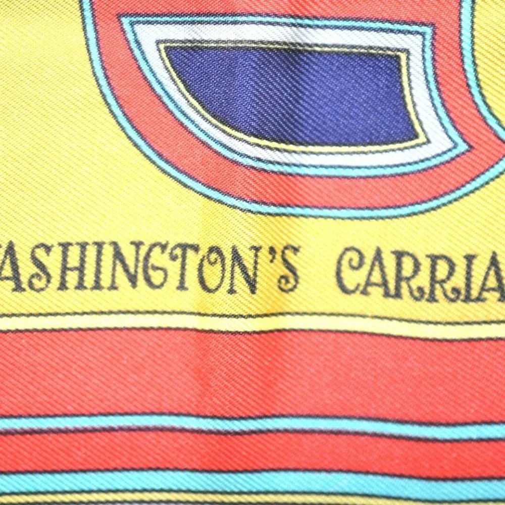 Authentic HERMES Carre 90 Scarf "WASHINGTON'S CARRIAGE" Silk Red - Picture 7 of 14